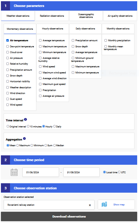 Finnish meteorological institute data portal